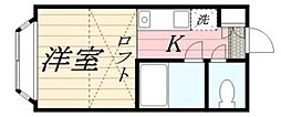 パンシオン善行NO.2 1Kの間取図画像
