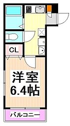 エスポワール本町 2階1Kの間取り