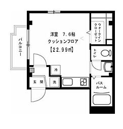 メゾンベレーザ 2階ワンルームの間取り