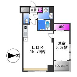 近鉄けいはんな線 長田駅 徒歩5分の賃貸マンション 5階1LDKの間取り