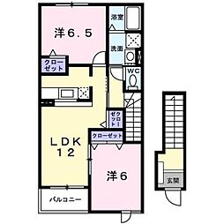 グリーンリーブス2 2LDKの間取図画像