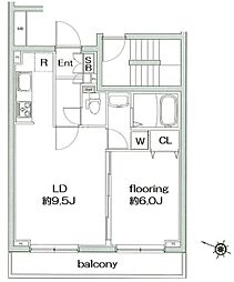 グランヴァン西馬込III 5階1LDKの間取り