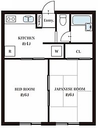 フローレンスハイム 2DKの間取図画像