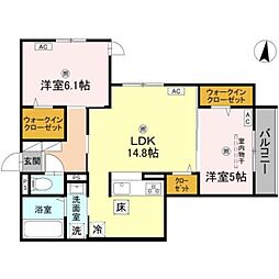 D-ROOM・MB 1階2LDKの間取り