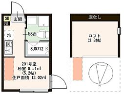 KUBO小岩 ワンルームの間取図画像