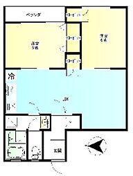 スターハイツ蒲生 5階2LDKの間取り