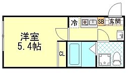 CK四ツ木 3階1Kの間取り