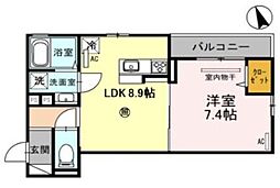 JR福知山線 三田駅 徒歩6分の賃貸アパート 2階1LDKの間取り