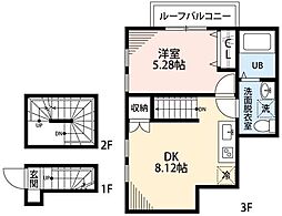 京王相模原線 京王永山駅 徒歩9分の賃貸アパート 3階1DKの間取り