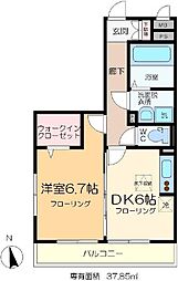 ブランエール 1DKの間取図画像