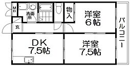メゾンルミエール 2DKの間取図画像