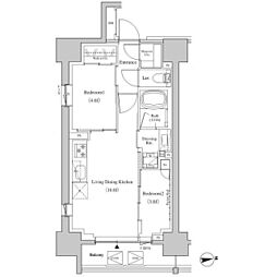 ザ・パークハビオSOHO高田馬場テラス 2LDKの間取図画像
