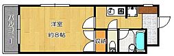 潤ビル 1Kの間取図画像