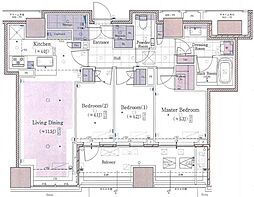 クラッシィタワー新宿御苑 14階3LDKの間取り