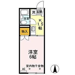 ハイツ井上B 1Kの間取図画像