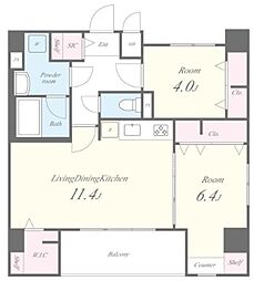 厚木市中町4丁目マンション 2LDKの間取図画像