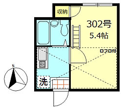 オリンピア亀戸 3階1Kの間取り