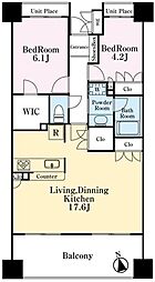 イトーピア麻布 5階2LDKの間取り