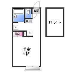 レオパレスアルミック 1階1Kの間取り