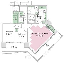 アーバンドックパークシティ豊洲タワーA 2LDKの間取図画像