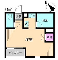 アヴェニール市川 ワンルームの間取図画像