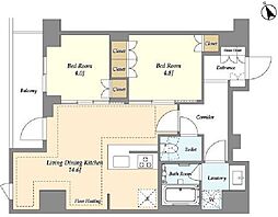 オアーゼ日暮里レジデンス 10階2LDKの間取り