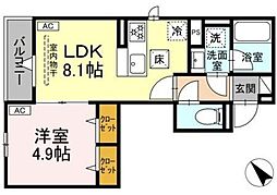 セレスティア徳丸 B棟 1LDKの間取図画像