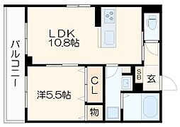 グランロシェ-Y 2階1LDKの間取り