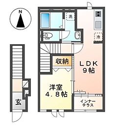 オリーブテラス 1LDKの間取図画像