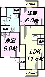 グランドールミツトヨ 2LDKの間取図画像