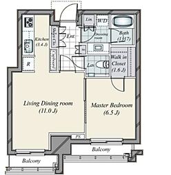 パークコート六本木ヒルトップ 6階1LDKの間取り