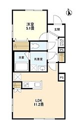 ウェルスクエアイズム文京小日向 2階1LDKの間取り
