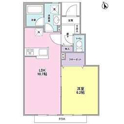 コルティーレ経堂 1階1LDKの間取り