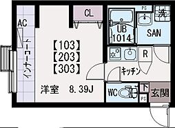 イクシオSora Park ワンルームの間取図画像
