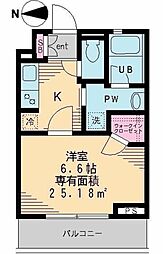 セレリーオ・ニッコー 3階1Kの間取り