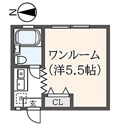 セサミコート ワンルームの間取図画像