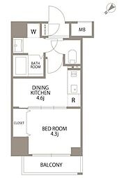 エスティメゾン赤羽II 8階1DKの間取り