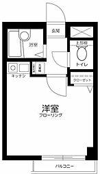 グレイスコート幡ヶ谷 2階ワンルームの間取り