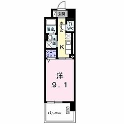 多摩都市モノレール 甲州街道駅 徒歩4分の賃貸マンション 2階1Kの間取り