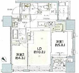 フレンシア築地 2LDKの間取図画像