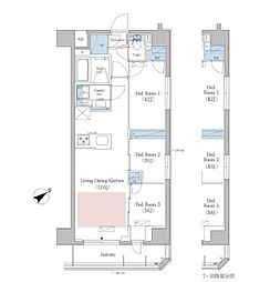 アーバネックス早稲田 10階3LDKの間取り