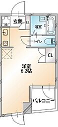 びゅうリエット板橋 3階ワンルームの間取り