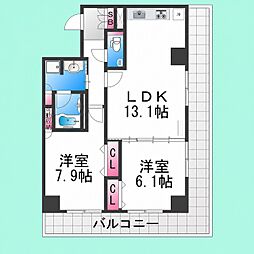 セントラル堺東 2LDKの間取図画像