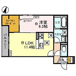 クラシスト常磐町 1LDKの間取図画像