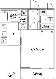 ミリアレジデンス桜新町 地下1階1Kの間取り