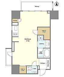 HF上野レジデンスイースト 6階ワンルームの間取り