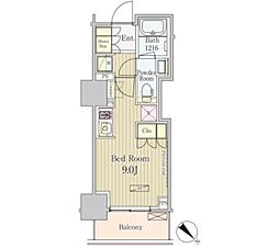 パークアクシス御茶ノ水 6階ワンルームの間取り