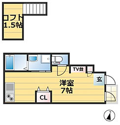 あんしん池田上町 1階ワンルームの間取り
