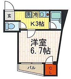 ウェステリアプラス京島 4階1Kの間取り