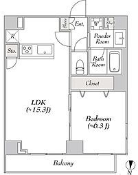 ルミーク大山 1LDKの間取図画像